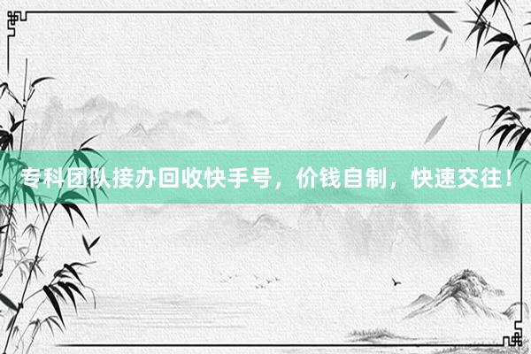 专科团队接办回收快手号，价钱自制，快速交往！